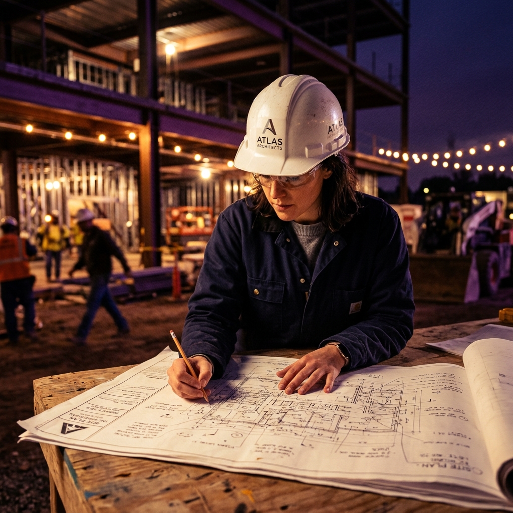 Architect reviewing plans